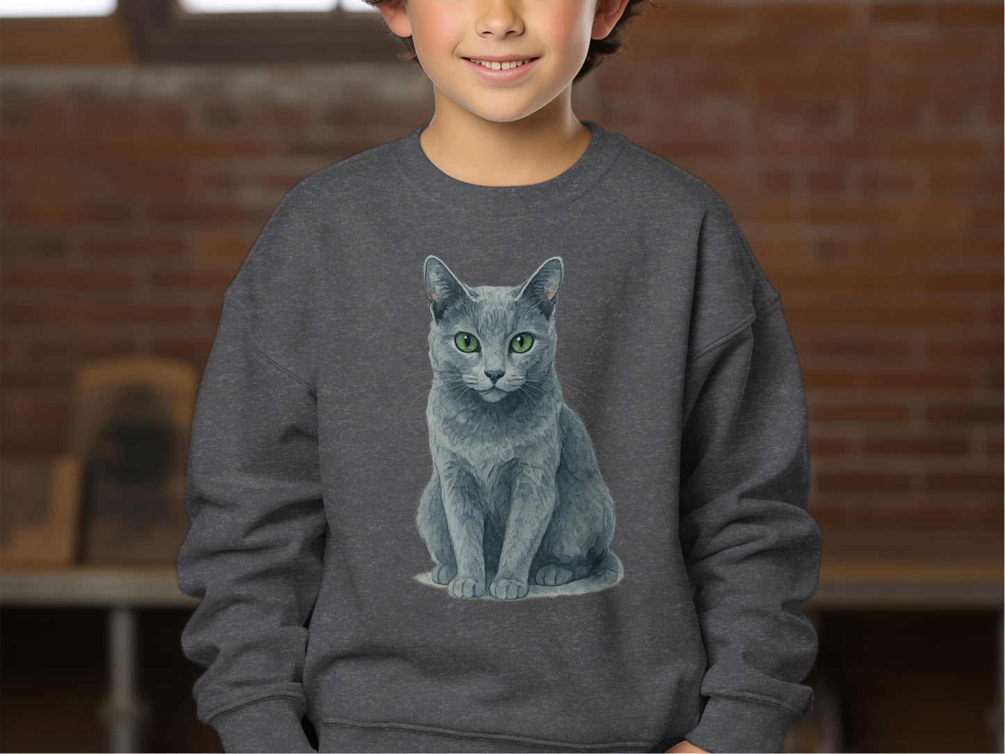 Cozy Sweatshirt with Gray Cat Design product