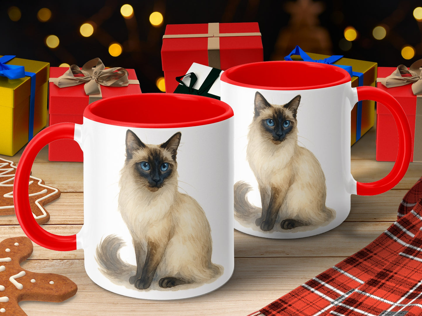 Beautiful Christmas Siamese Cat Mug Festive Gift product