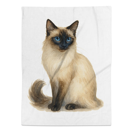 Stunning Blue-Eyed Cat Design on Blanket product