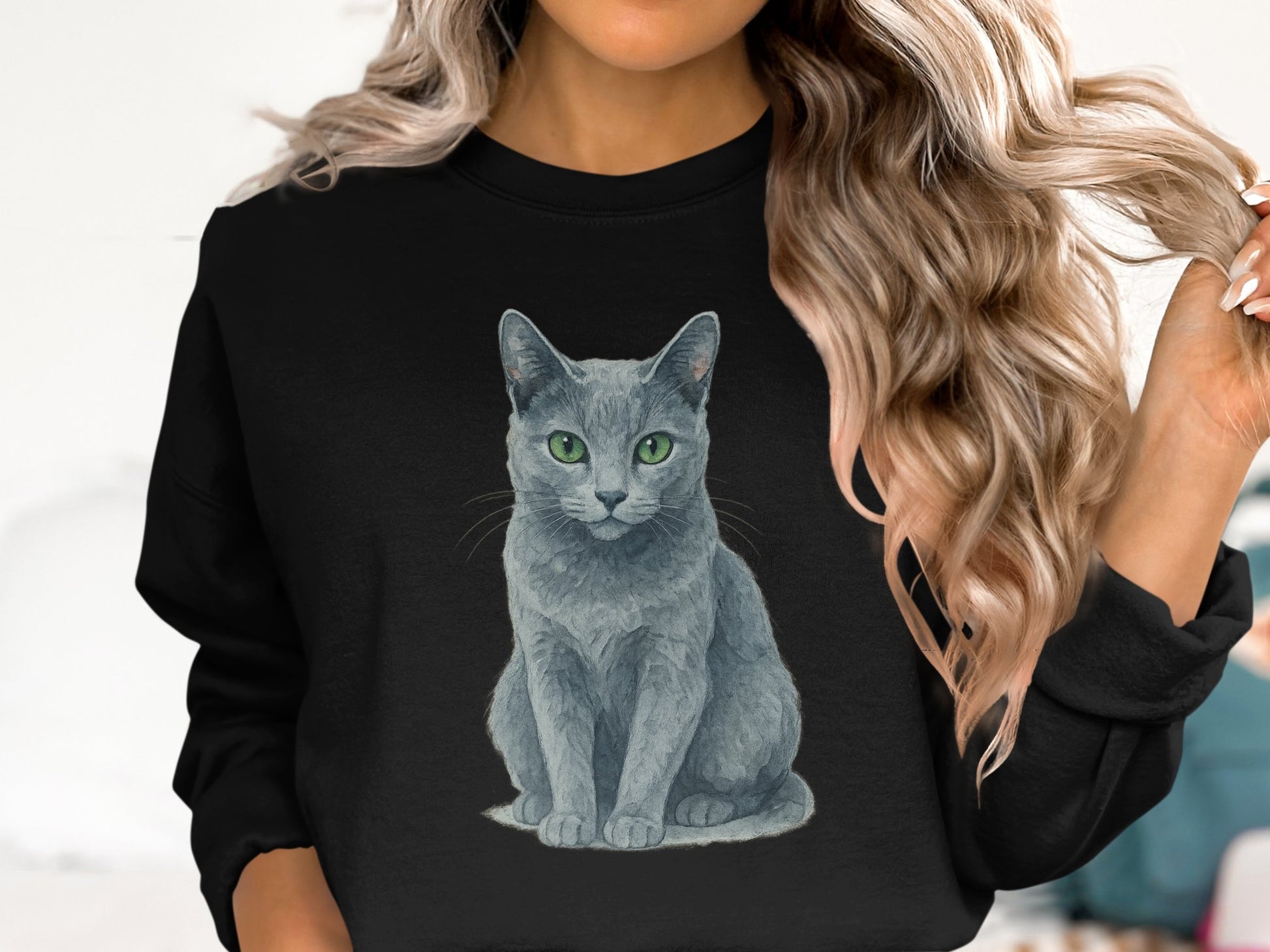 Cozy Black Sweatshirt Featuring Cute Cat Design product