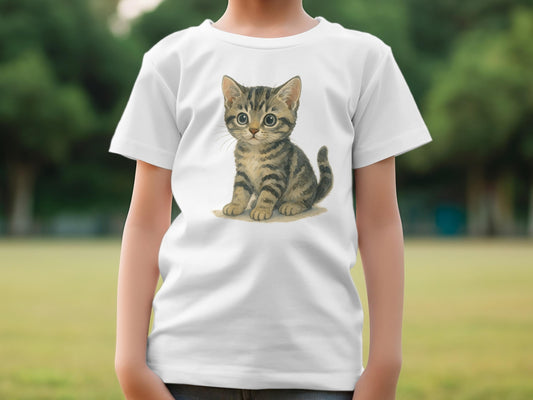 Adorable Kitten Print Design On White T-shirt product
