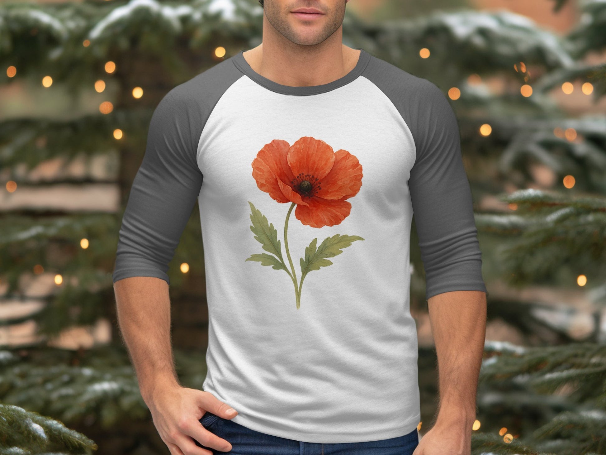 Red Flower Print Baseball Tee Casual Wear product