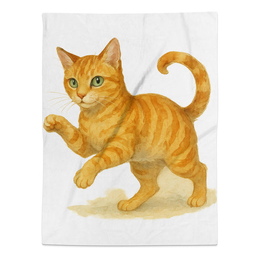 Playful Orange Tabby Cat Illustration Blanket product