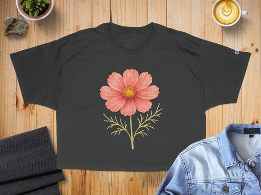 Pink Flower Graphic T-Shirt Casual Fashion Product