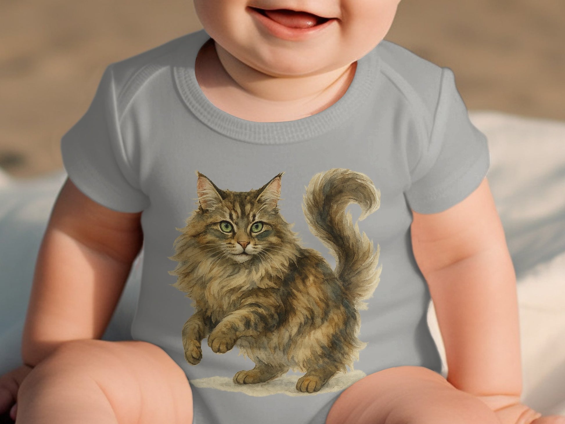 Cute Baby Onesie with Fluffy Cat Design product