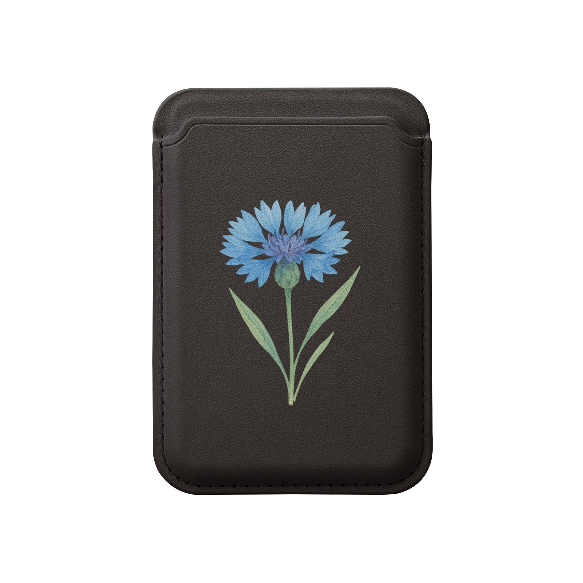Elegant Black Wallet with Blue Flower Design product