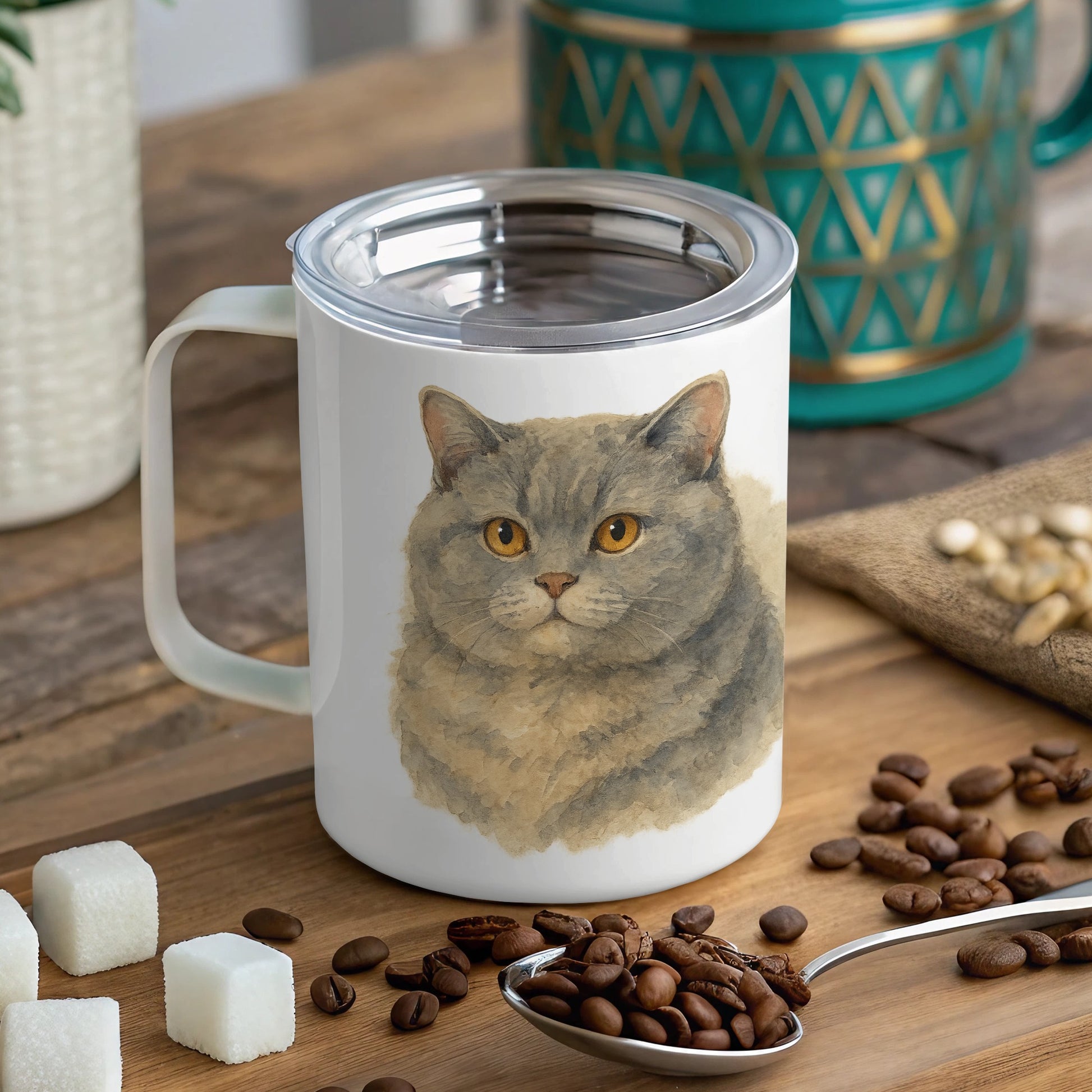 Charming Cat Design Insulated Coffee Mug 12oz product type