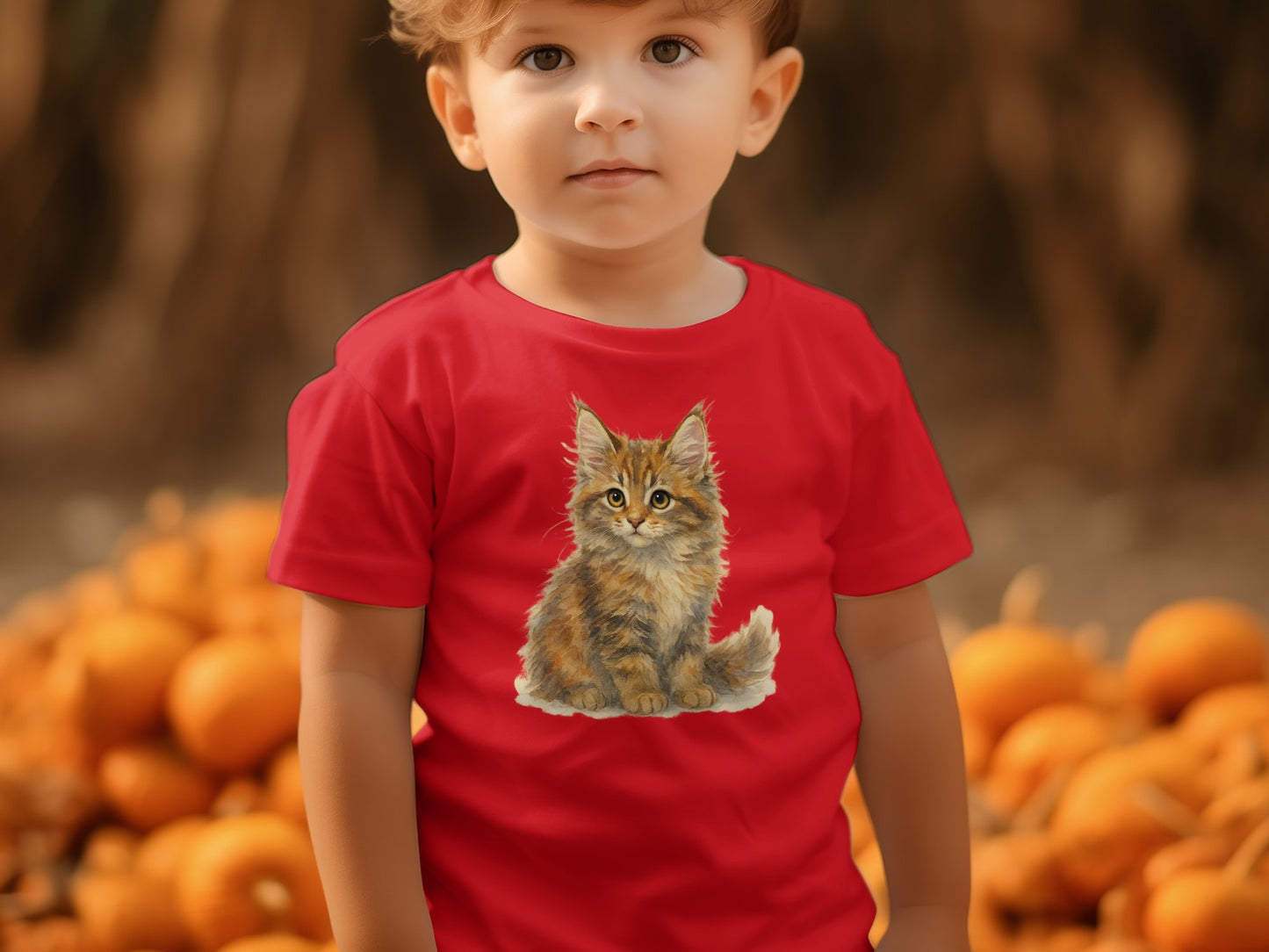 Cute Cat Graphic Red Toddler Short Sleeve T-Shirt product