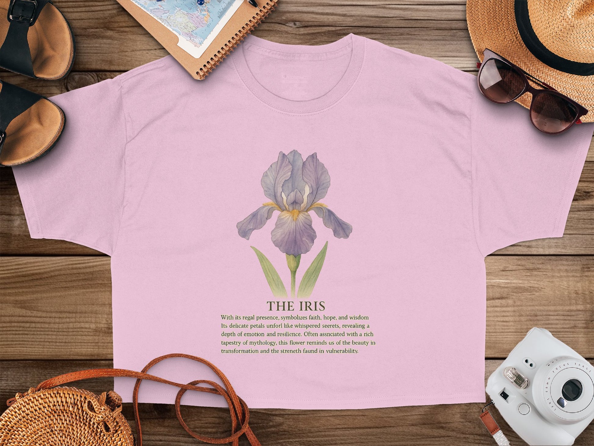 Pink Iris Flower Graphic Short Sleeve Shirt product