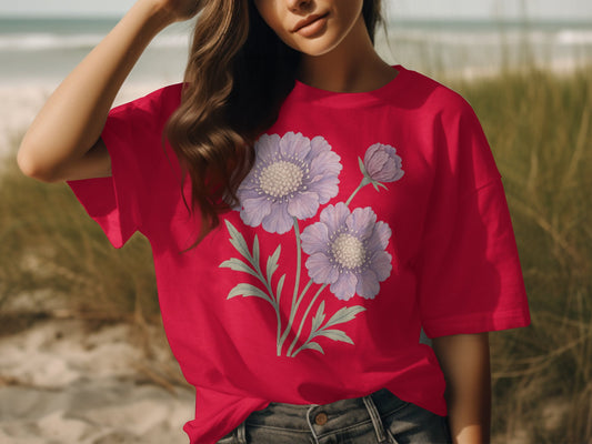 Vibrant Red T-Shirt with Floral Design product type