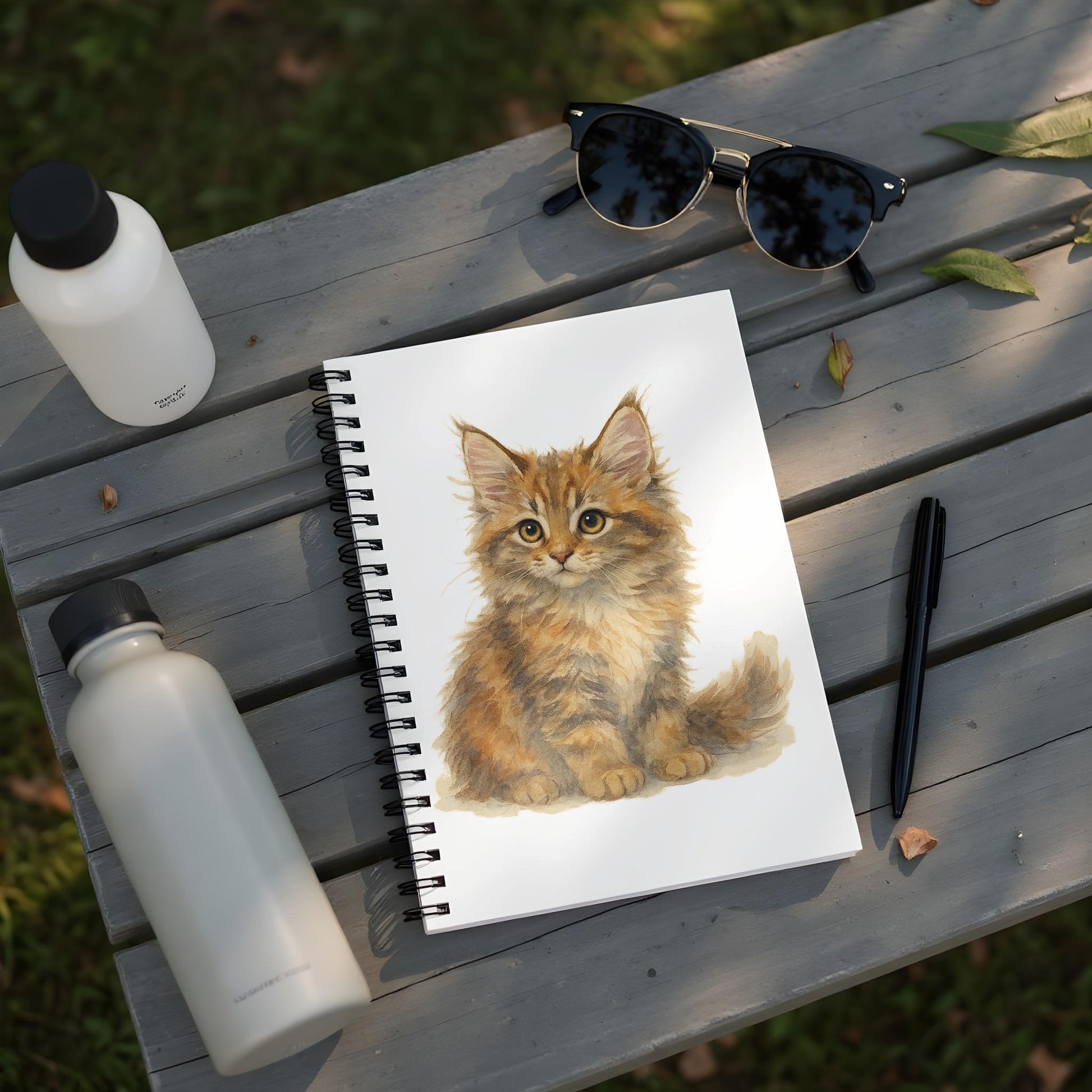 Adorable Kitten Sketch on Spiral Bound Notebook product