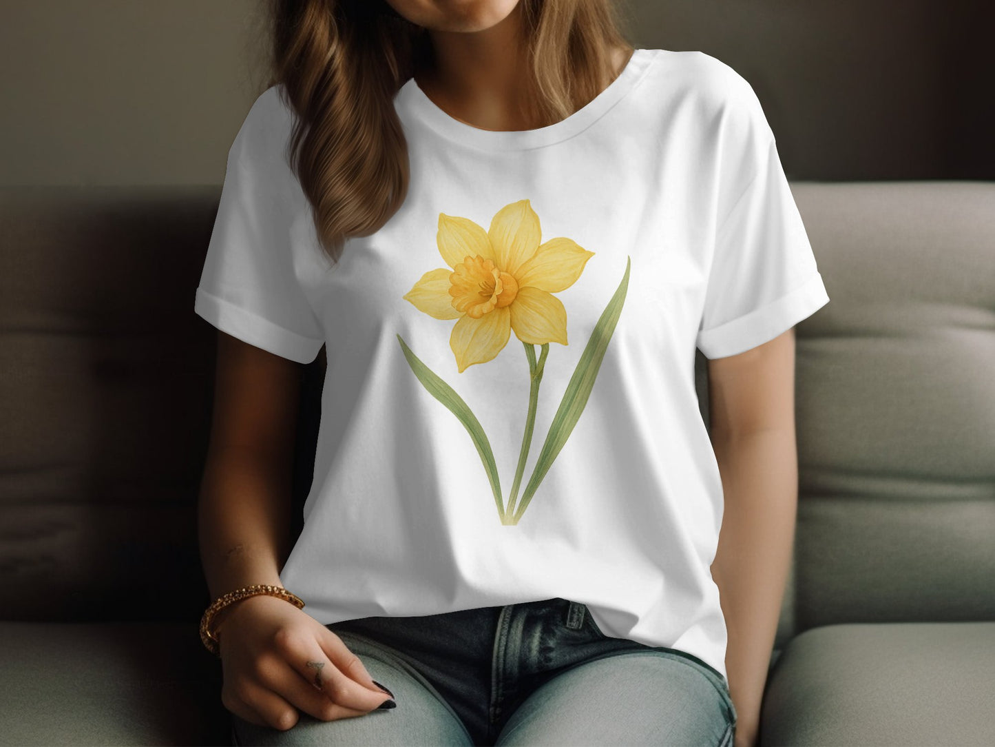 Beautiful Daffodil Design on White Women's T-Shirt product
