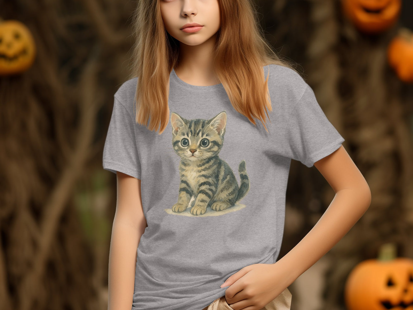 Cute Kitten Graphic Design Halloween Theme T-shirt product