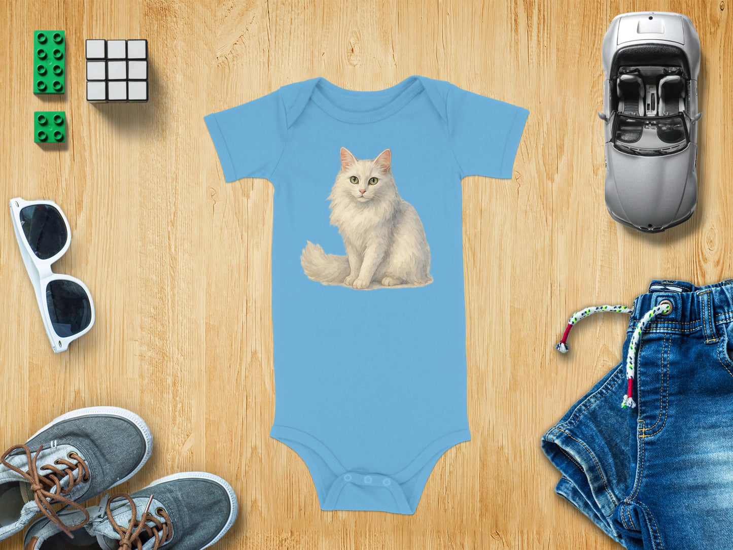 Adorable Cat Print Baby Bodysuit for Trendy Kids Product