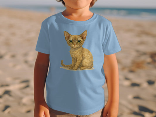 Cute Kitten Print on Light Blue Kids T-shirt Product