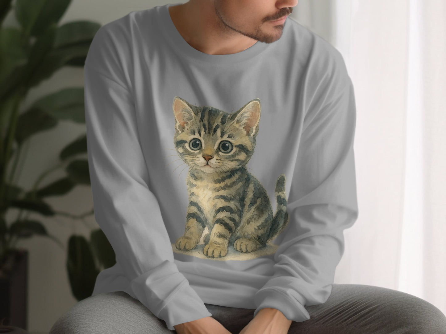 Cute Kitten Print Long Sleeve Shirt product type