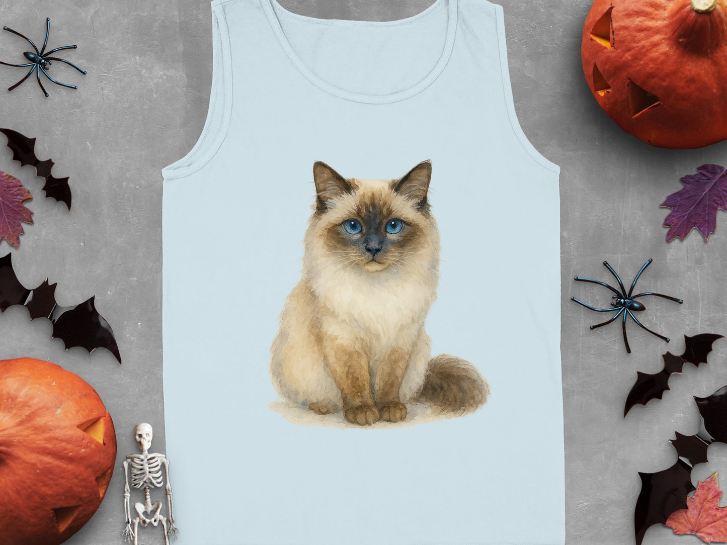Cute Blue-Eyed Siamese Cat Halloween Tank Top product type