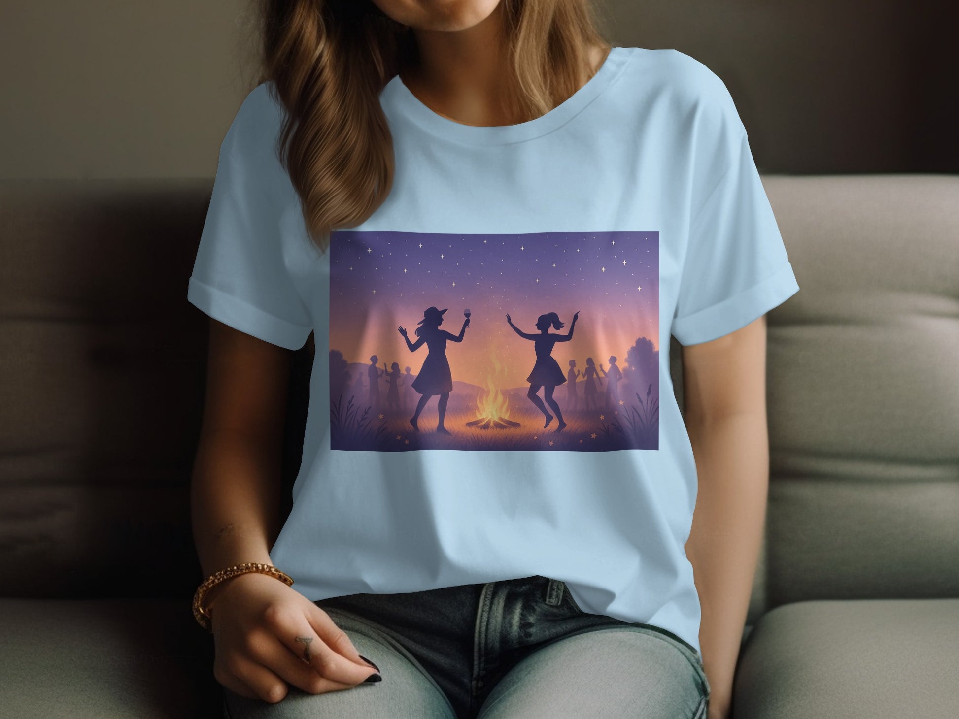Dancing Silhouettes at Night Campfire Event Shirt product type