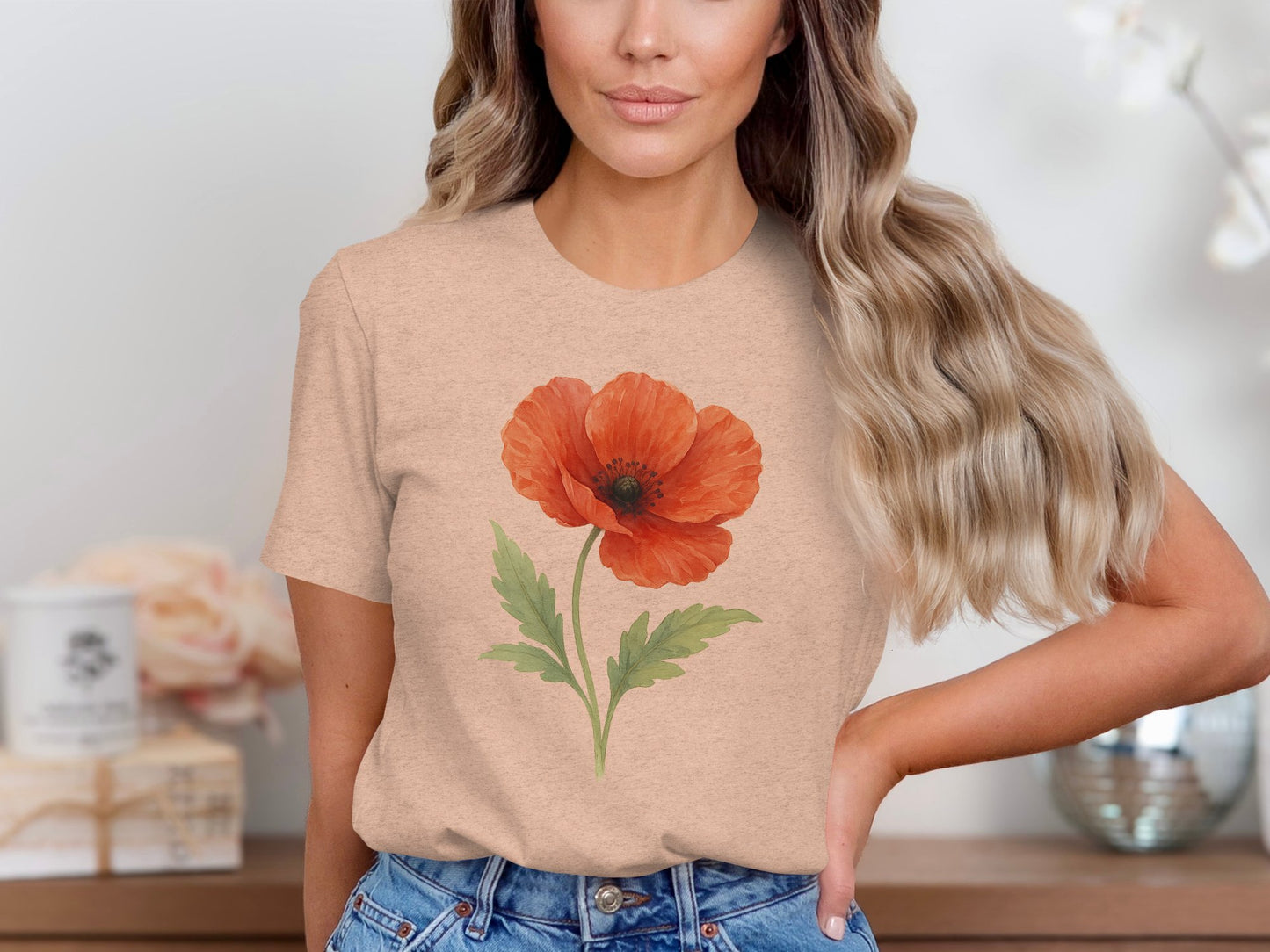 Beautiful Red Flower T-Shirt Design for Stylish product type
