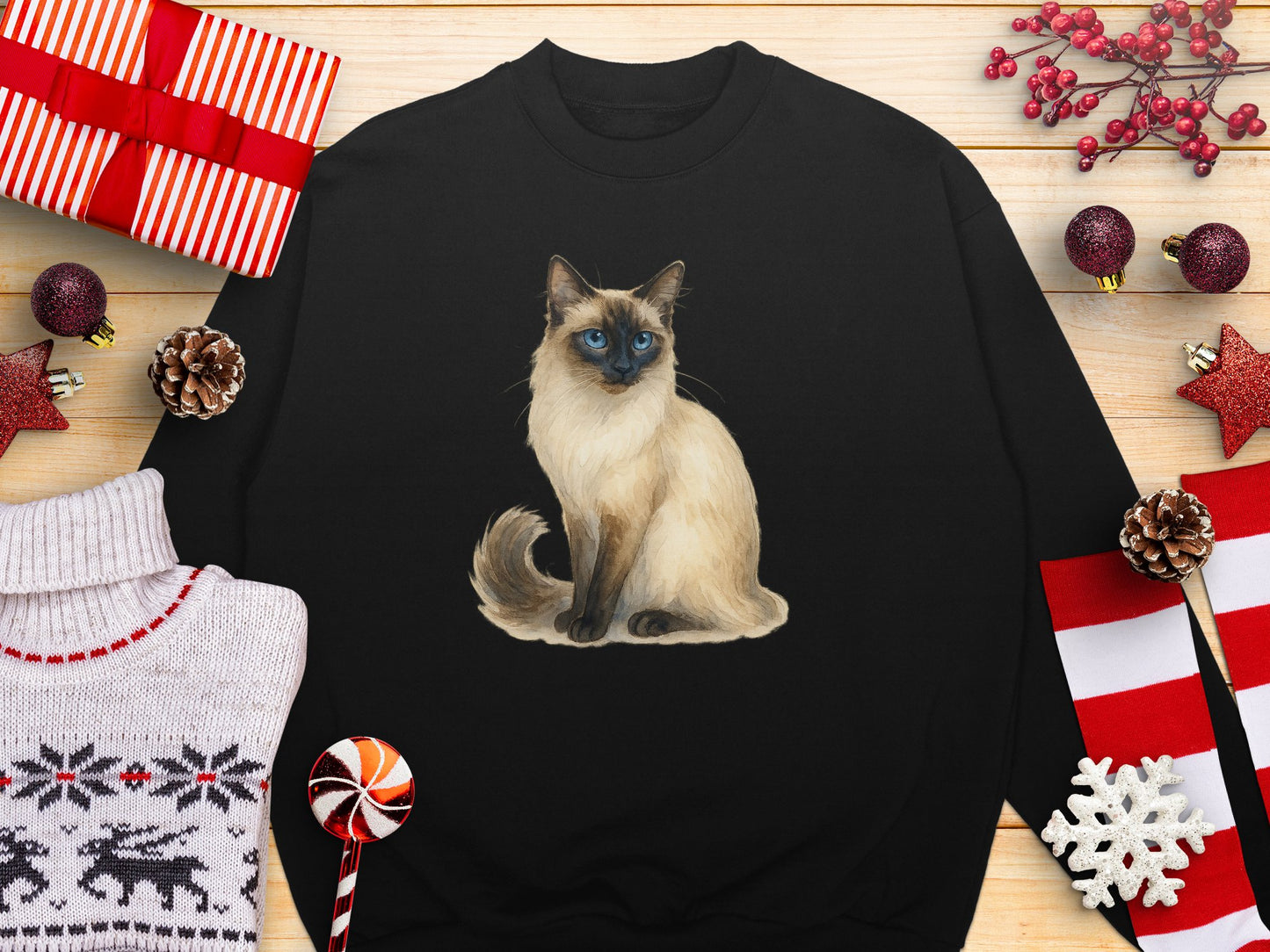 Cozy Winter Cat Lover Graphic Sweatshirt product type