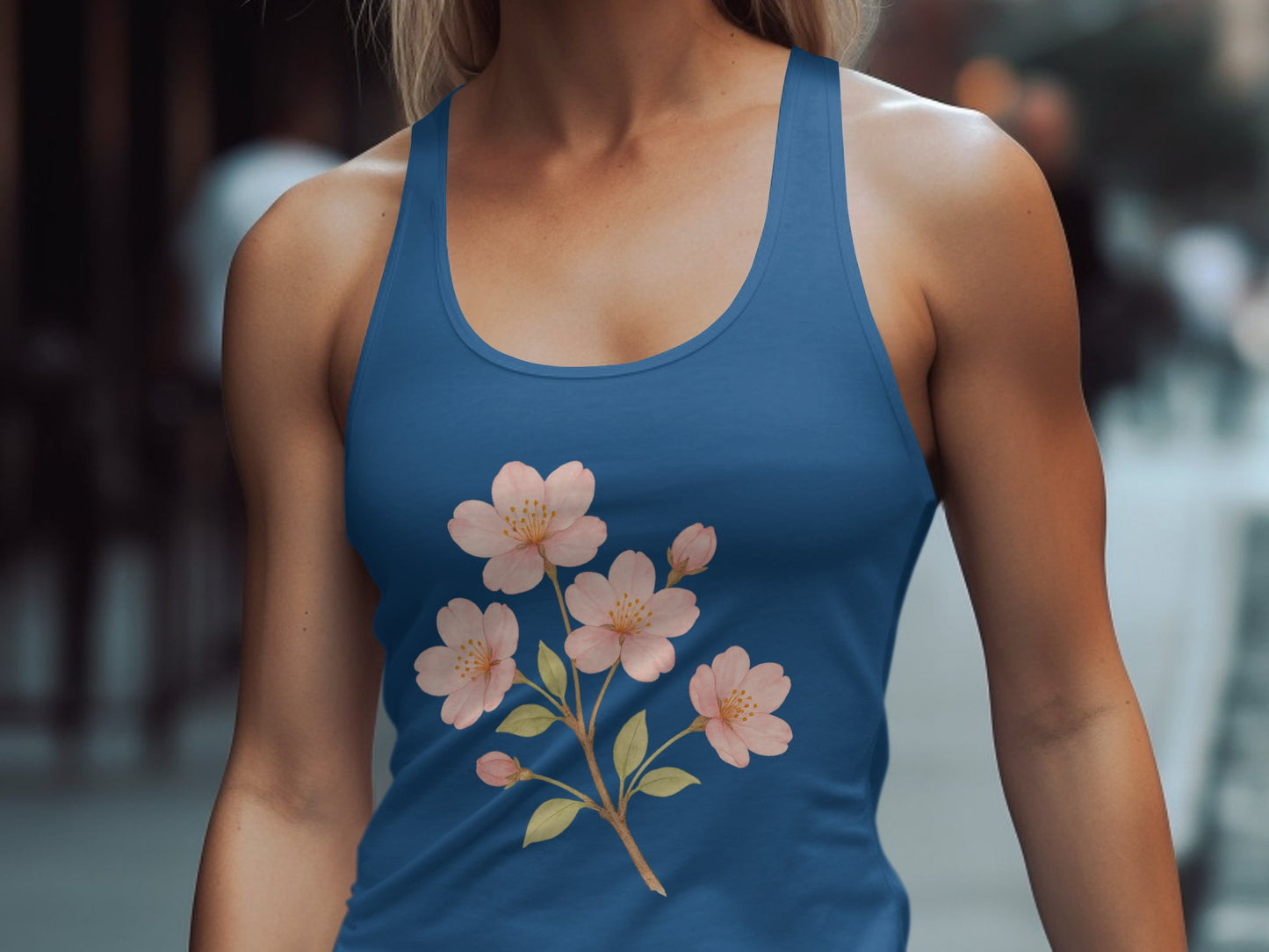 Elegant Blue Tank Top with Floral Print product type