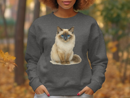 Stunning Siamese Cat Graphic Sweater Cozy Apparel Product