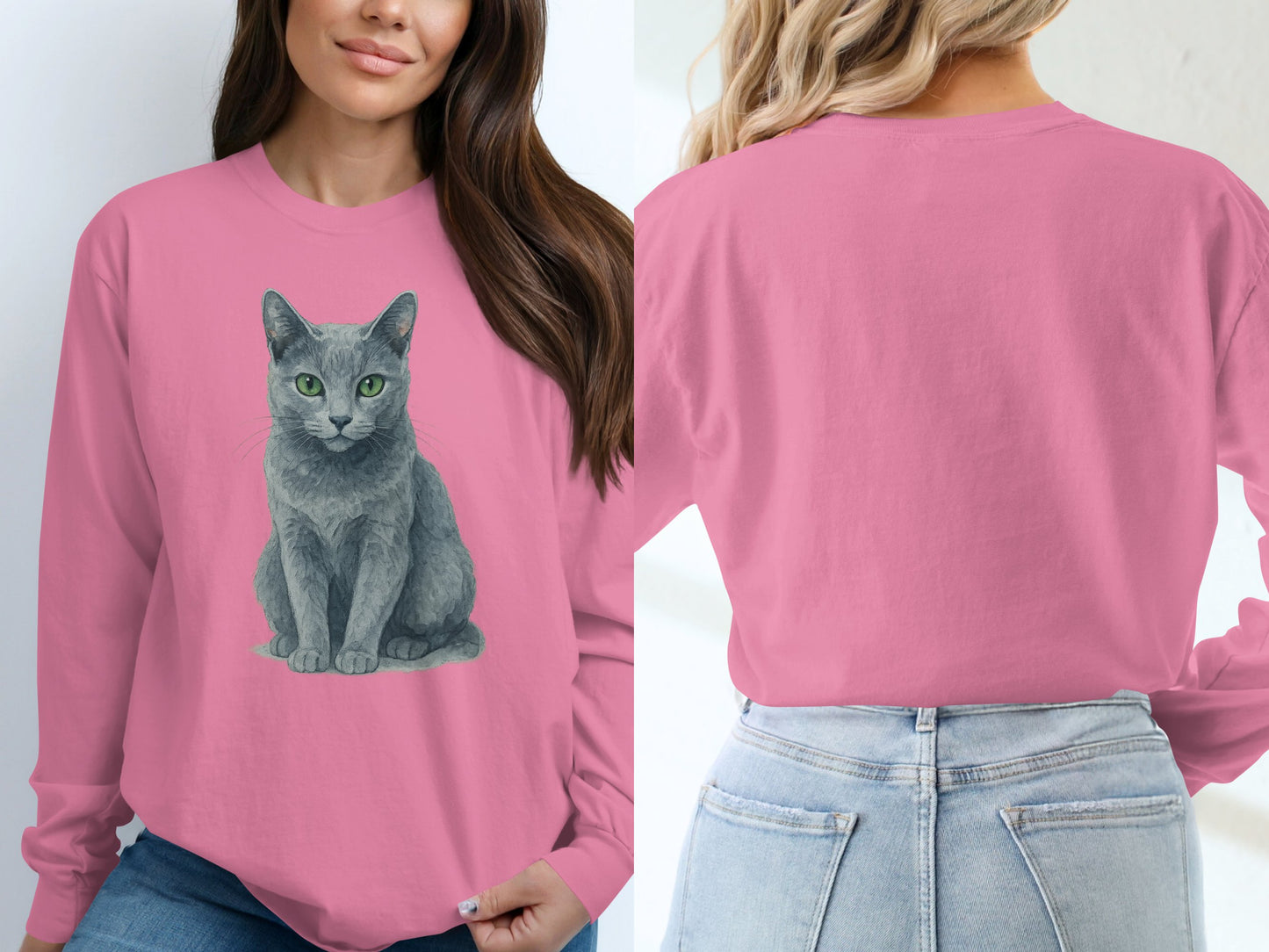 Cute Cat Illustration Long Sleeve Shirt product type