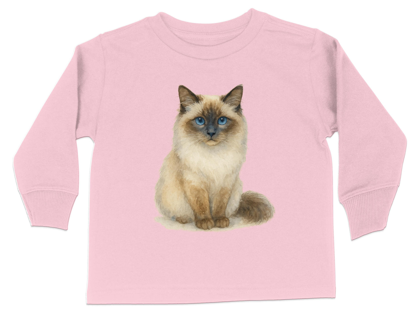 Cute Feline Graphic on Pink Long Sleeve Shirt product type