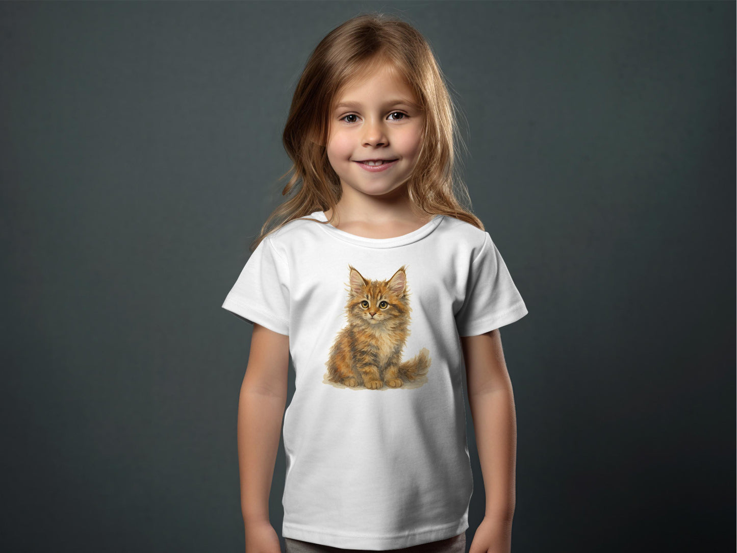 Cute Kitten Graphic on White Short Sleeve T-Shirt product