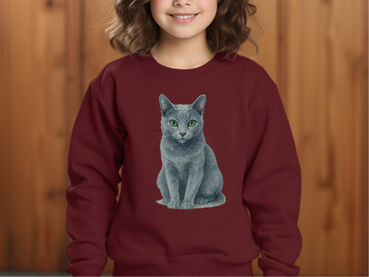 Cozy Red Sweatshirt with Adorable Cat Print product type