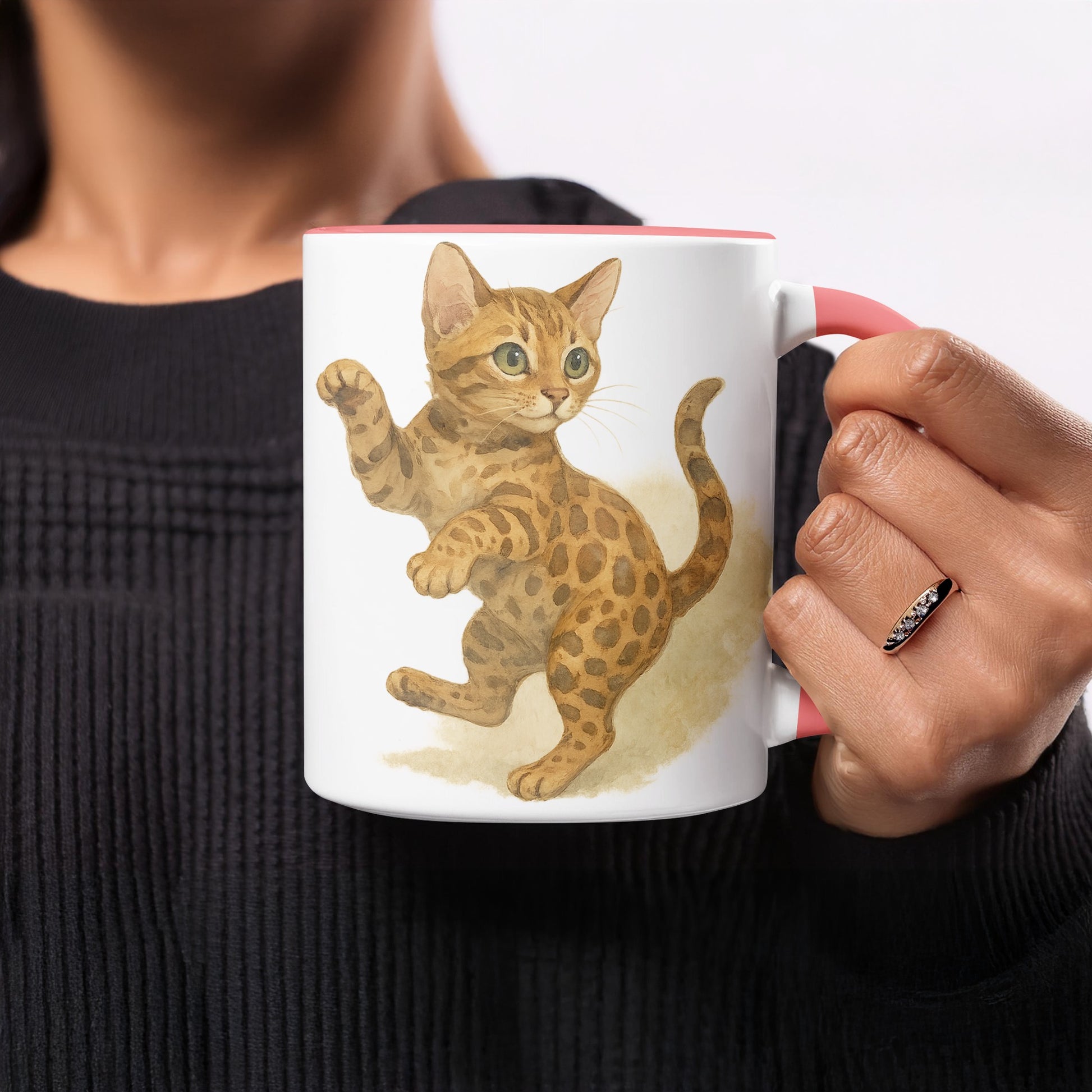Cute Cat Illustration on White Ceramic Mug product