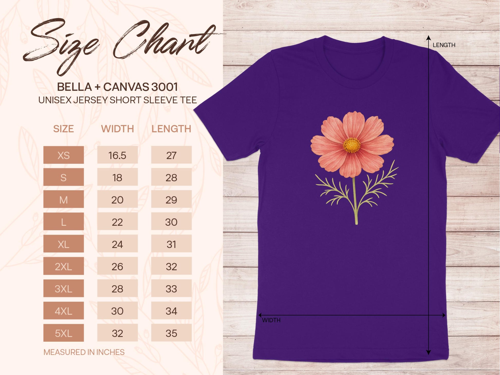 Purple T-shirt with Single Orange Flower product type