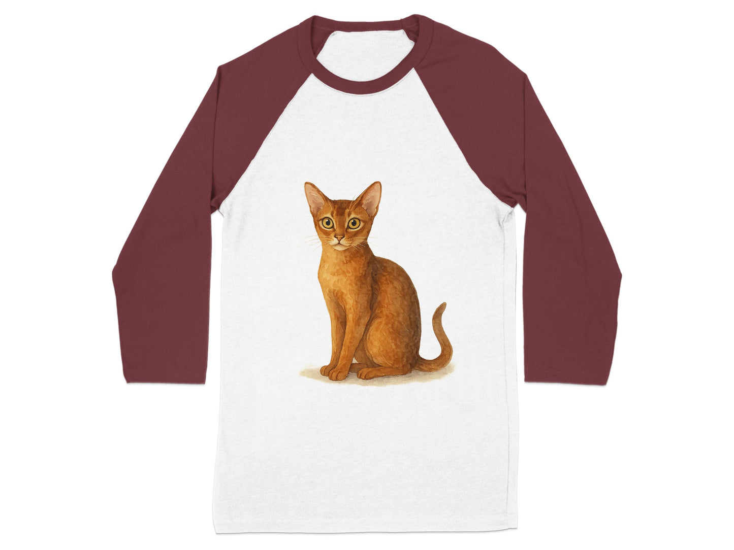 Cute Brown Cat Design on Maroon Sleeve Shirt product type