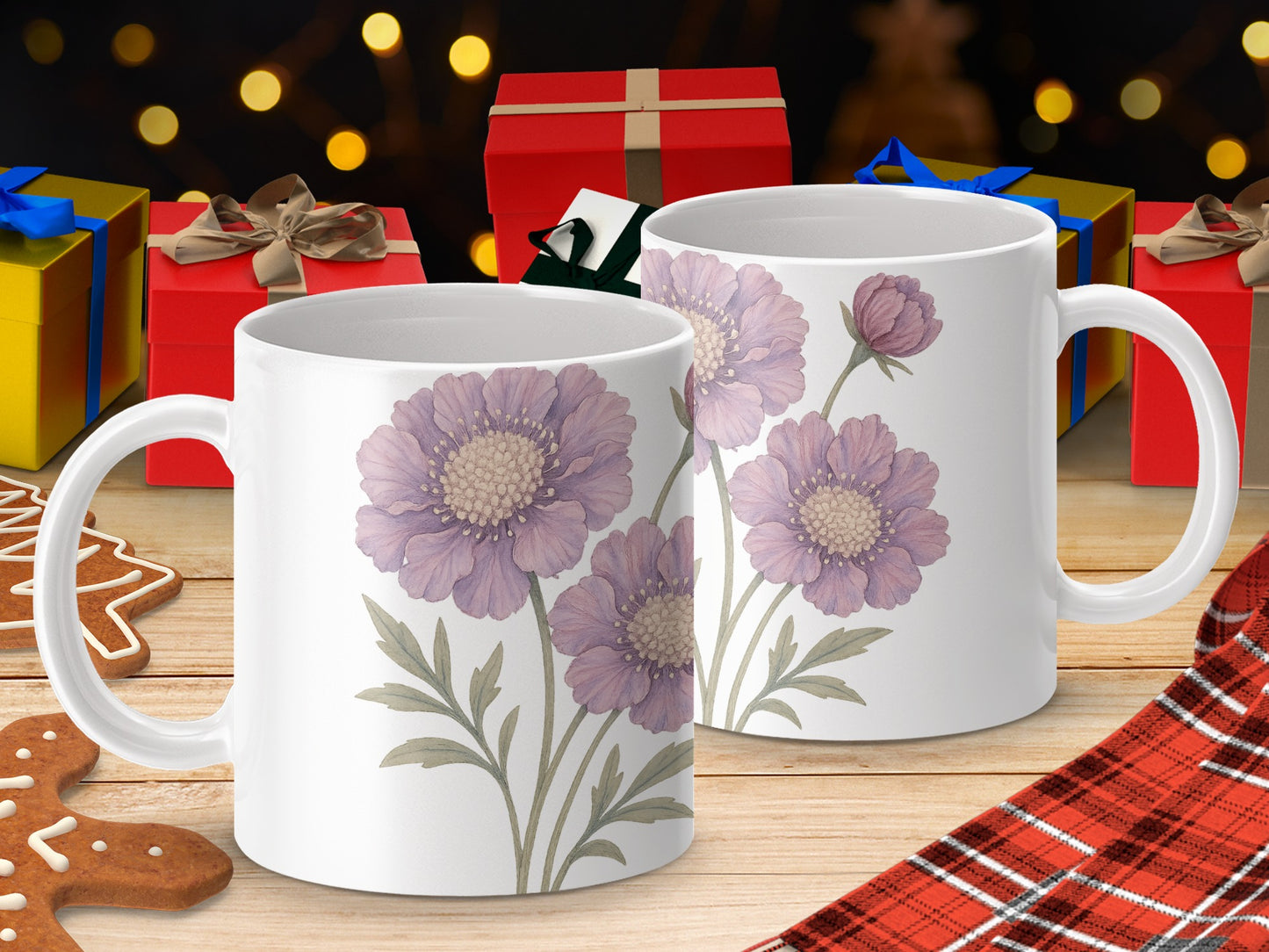 Purple Flower Pattern Mug for Gift Idea Coffee product