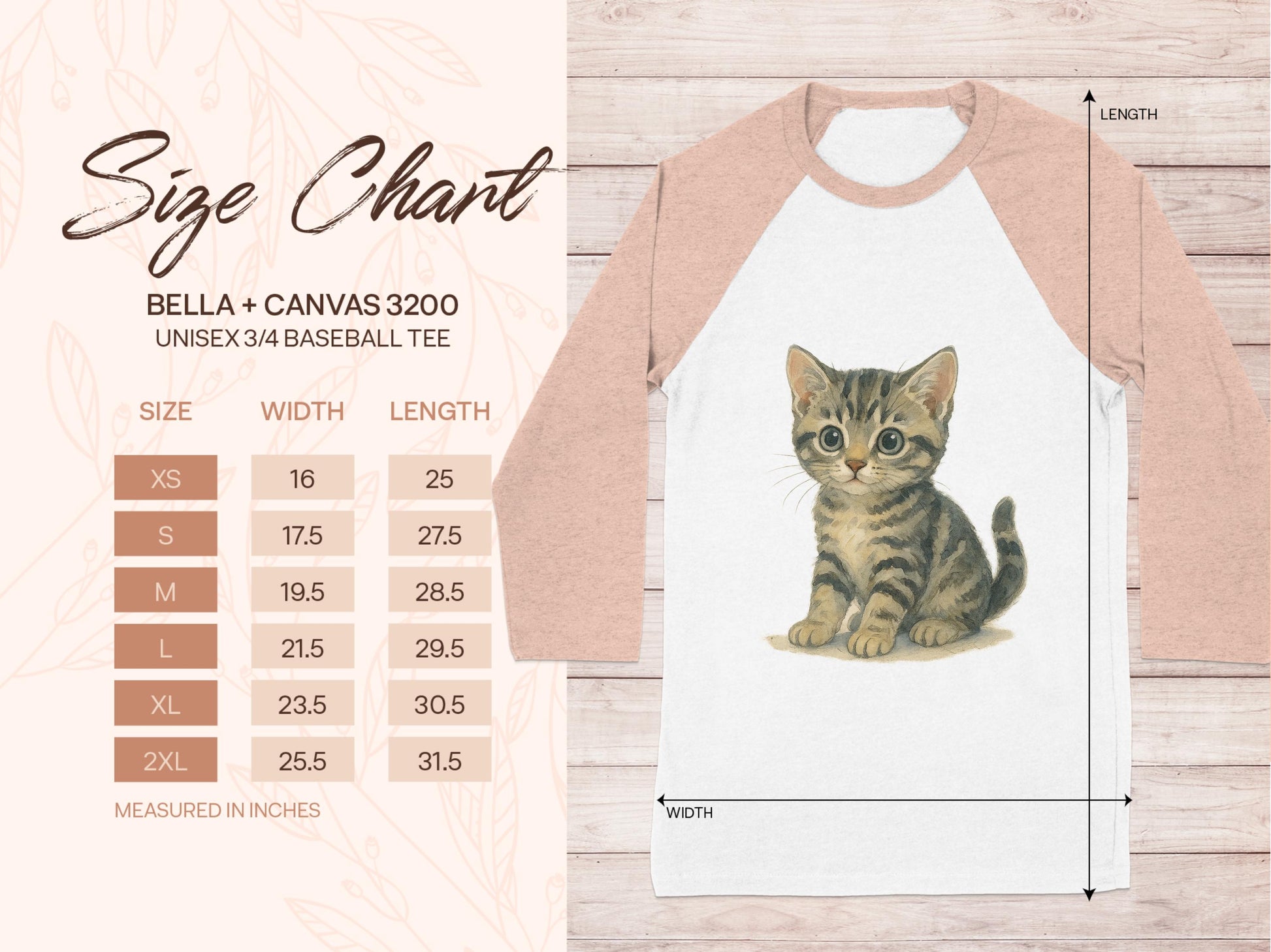 Adorable Kitten Print Unisex 3/4 Baseball Tee product