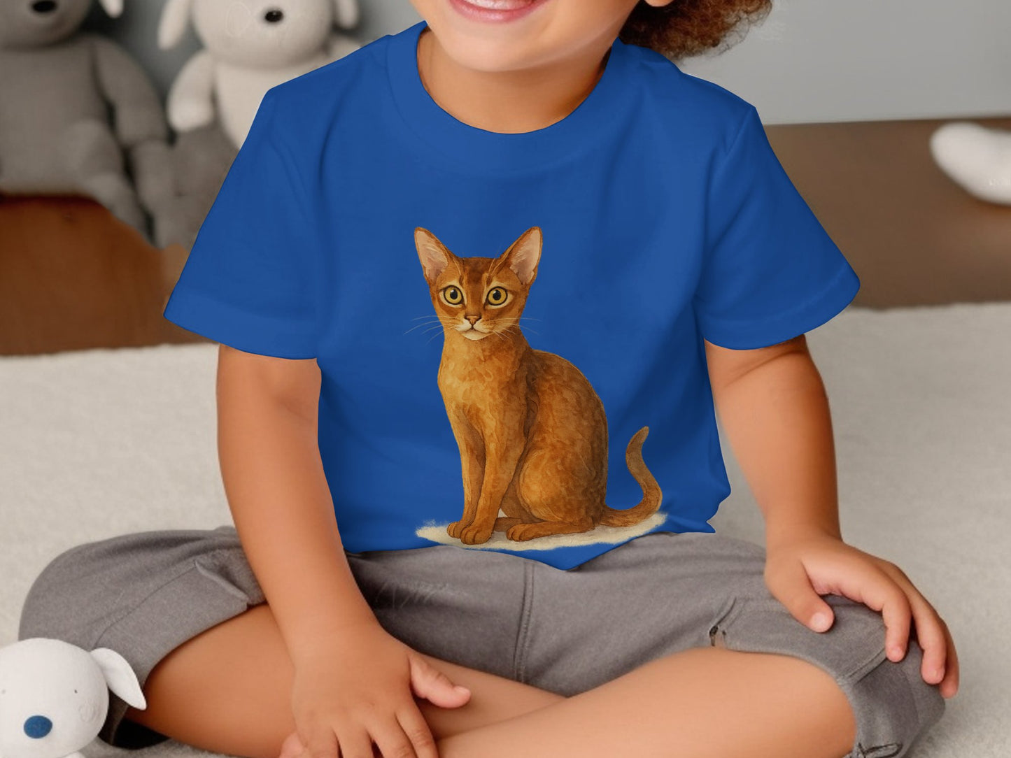 Children's Blue T-shirt with Cute Cat Design product type