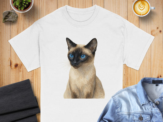 Siamese Cat Blue Eyes Detailed Drawing T-shirt product type