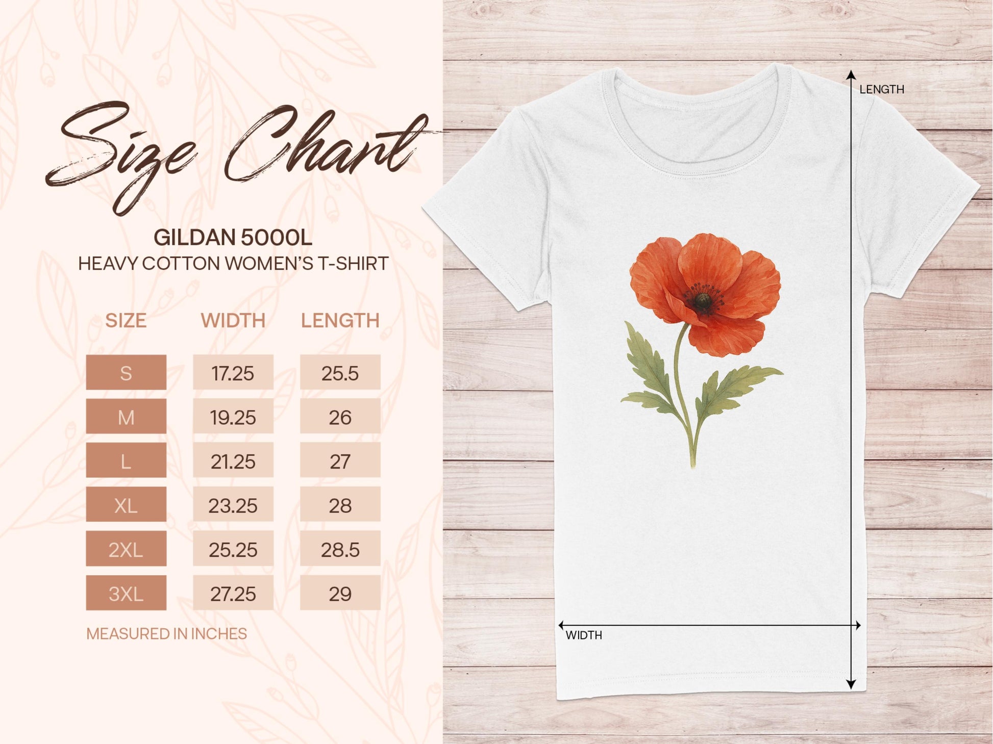 Red Poppy Flower Printed T-Shirt in Various Sizes product