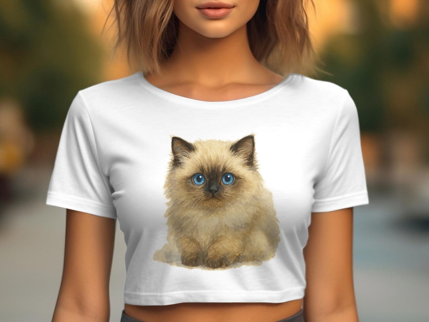 Cute Fluffy Cat with Blue Eyes Graphic Tee product