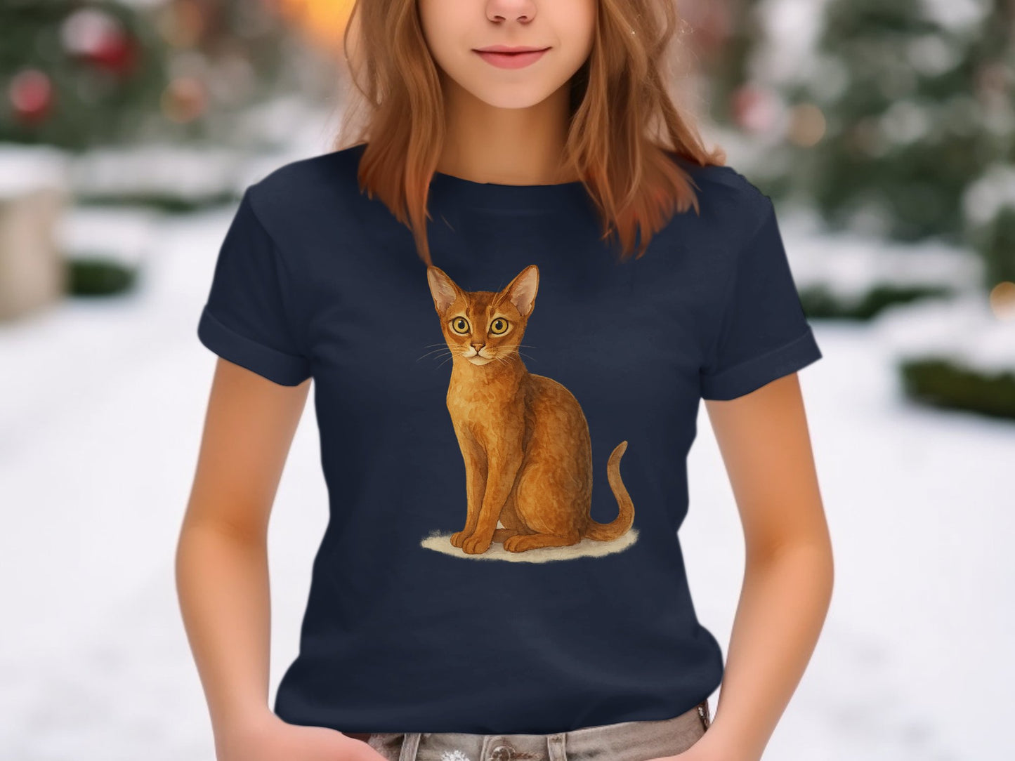 Unique Cat Design on Navy Blue T-shirt product