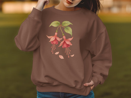 Cozy Fuchsia Blossom Printed Graphic Sweatshirt Product