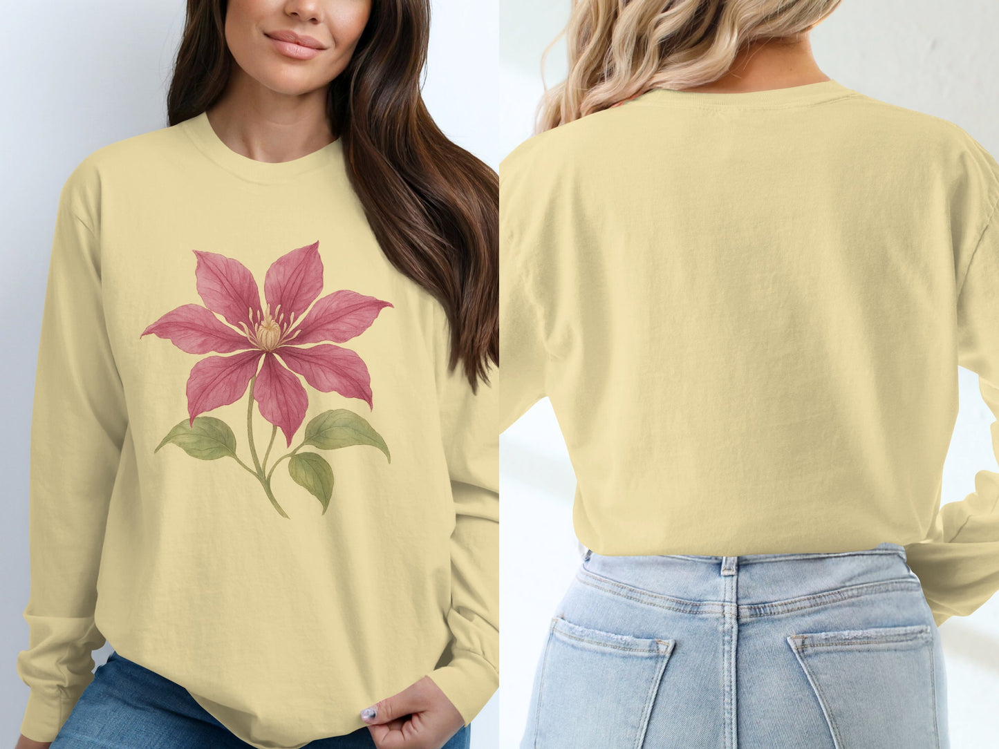 Pink Floral Graphic Long-Sleeve Women's Top product