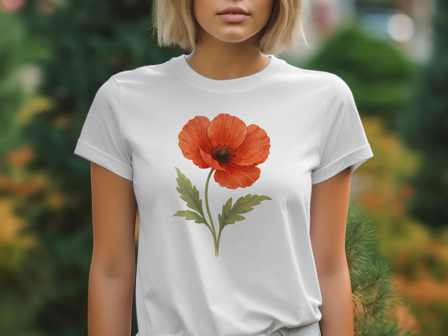 Vibrant Red Poppy Graphic White T-shirt product type