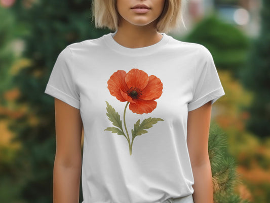 Vibrant Red Poppy Graphic White T-shirt product type