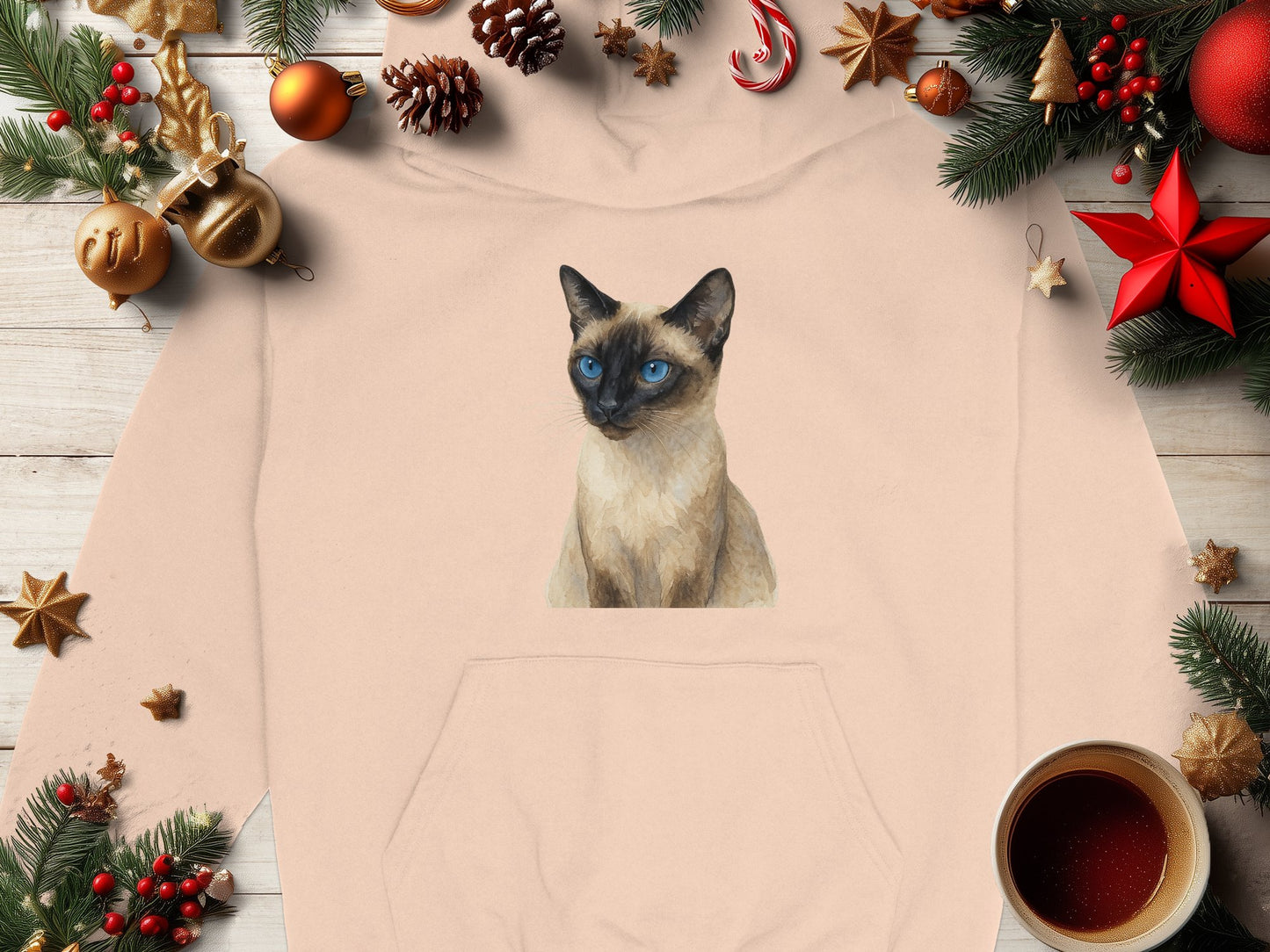Siamese Cat Print Festive All All Over Hoodie product