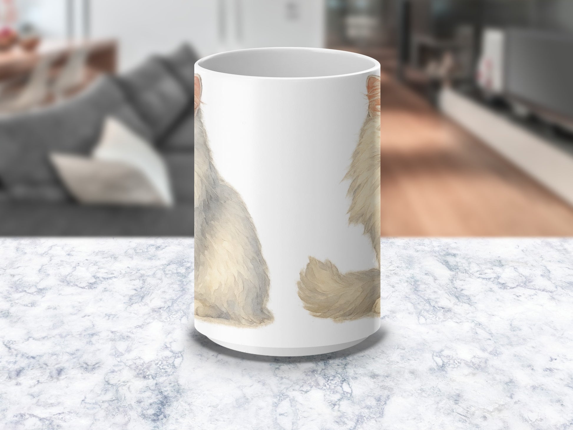 Adorable Fluffy Cat Design Mug Perfect for Cat Lovers Product