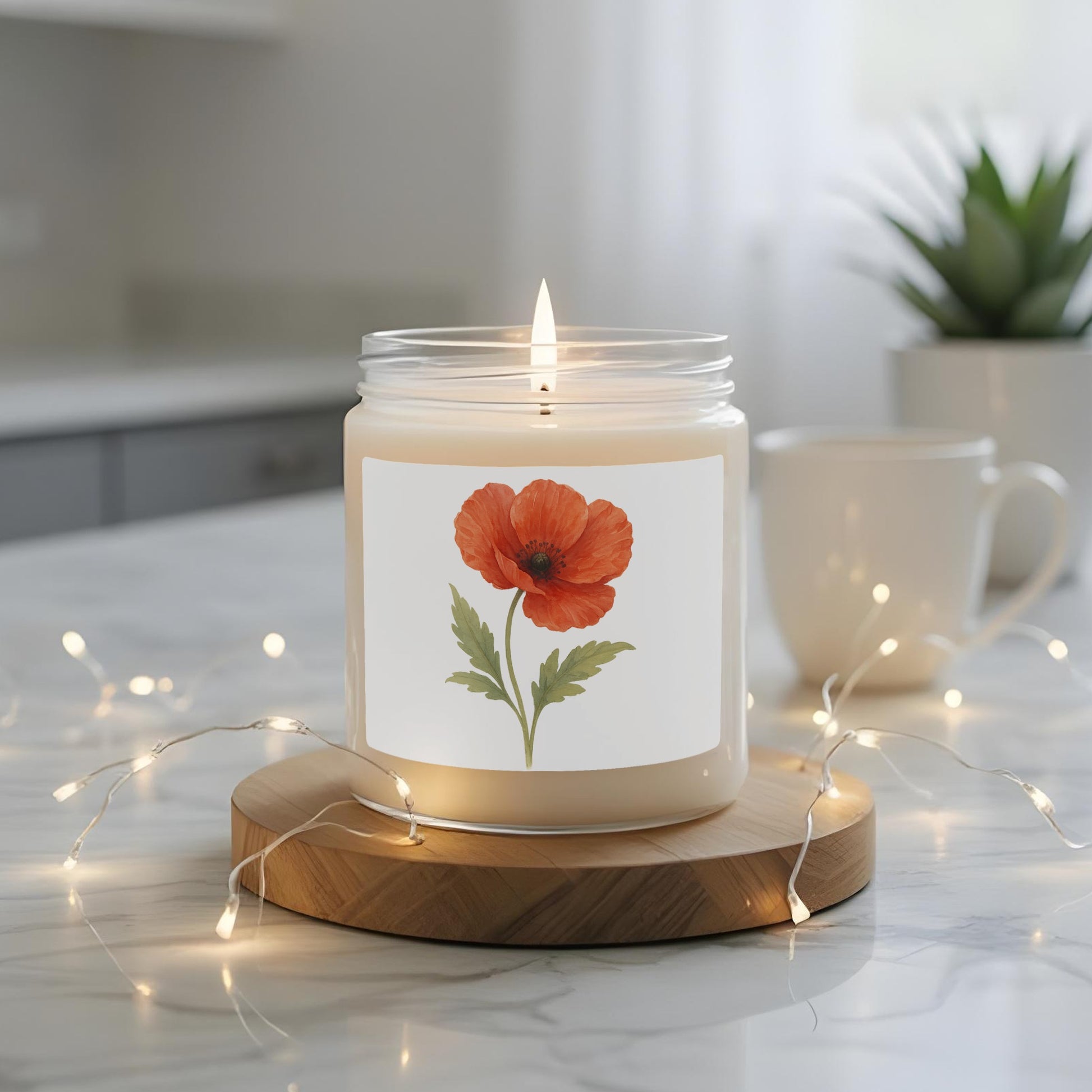 Scented Candle with Red Flower Design Candle product type