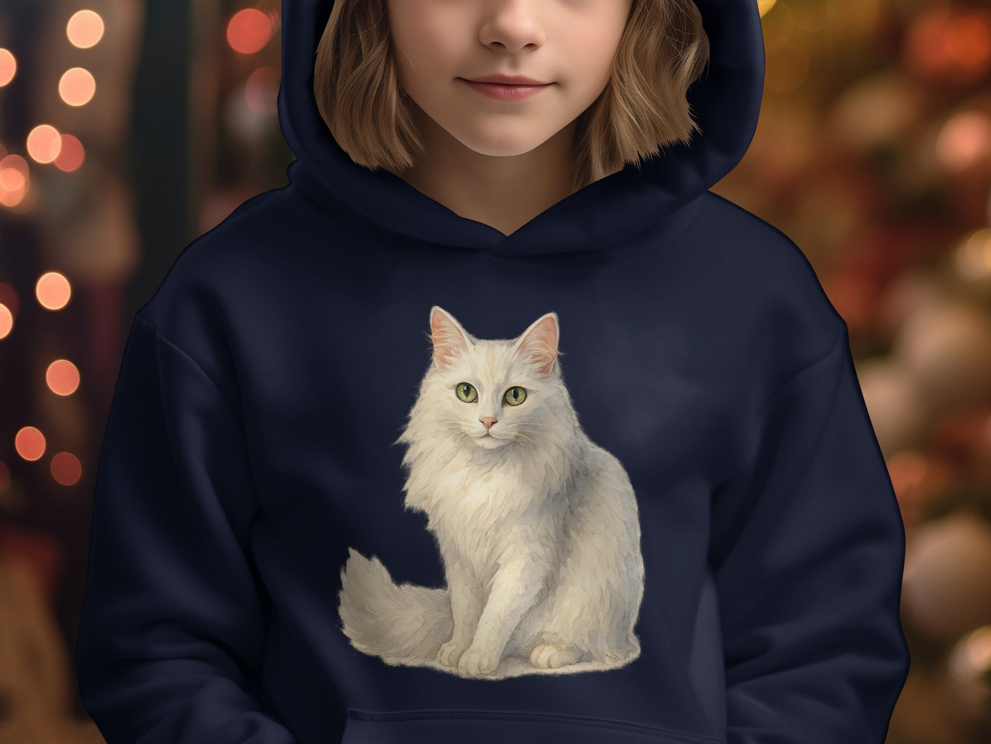 Cozy Navy Hoodie with Elegant Cat Design product