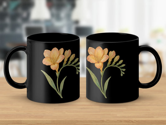 Vintage Floral Design Black Ceramic Mug product
