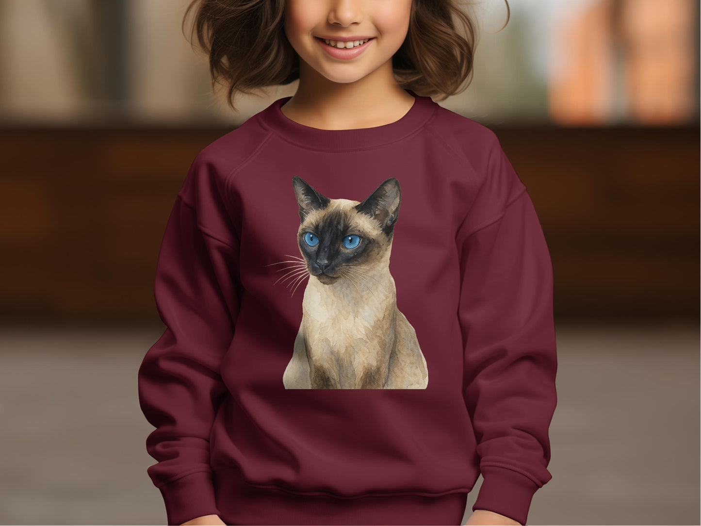 Siamese Cat Design Burgundy Kids Sweatshirt product